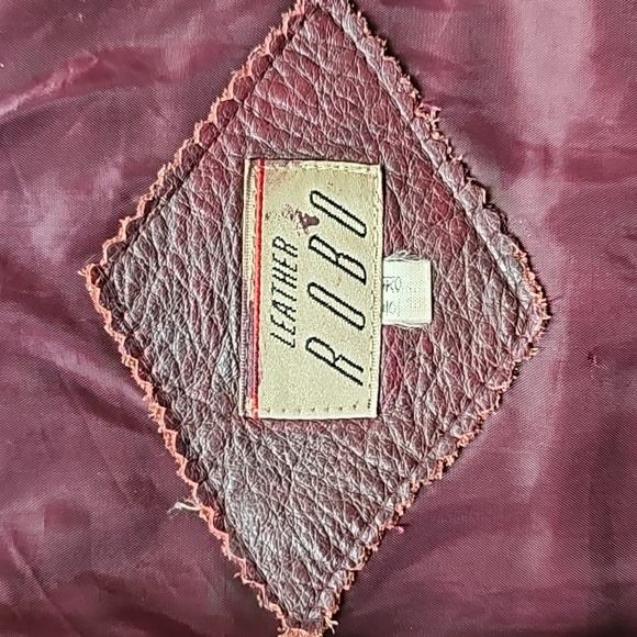 Robo Leather Burgundy Color Leather Blazer jacket Size Small - Picture 8 of 12